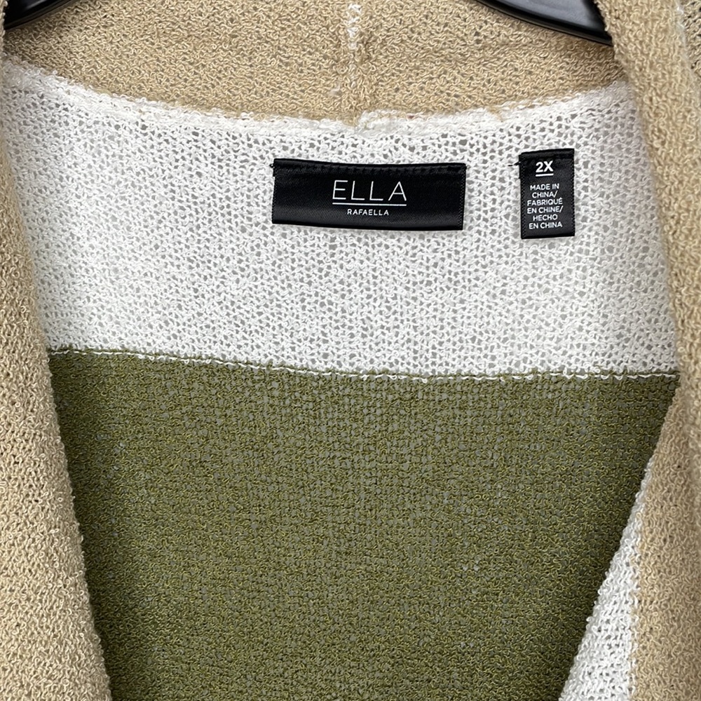 NWT 2X Ella Rafaella open Front Cardigan Sweater 3/4 Sleeve Multicolored - Picture 8 of 15